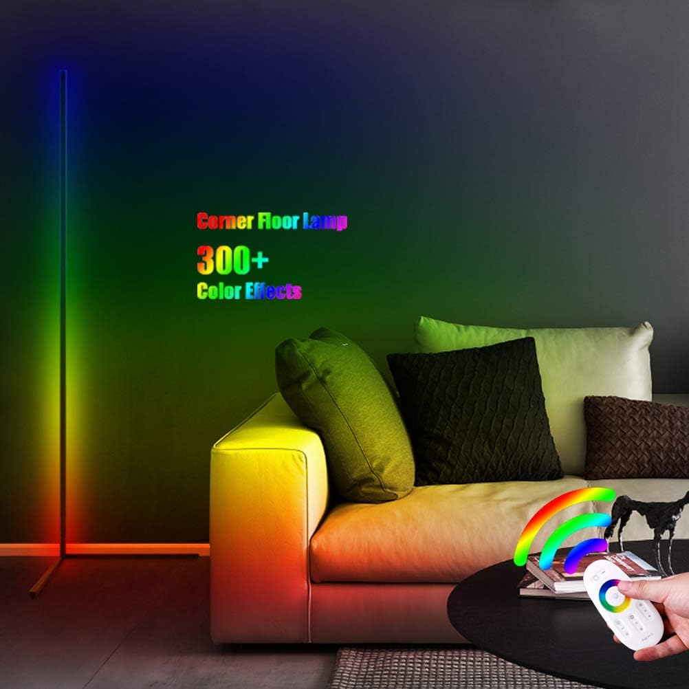 55 minimalist led corner floor lamp 300 dimmable color changing lighting with touch control remote super bright vibrancy standing light for living
