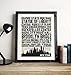 New York Landmarks Skyline and Typography, Vintage Dictionary Art Print, Antique Wall Art Home Decor, Modern Boho Poster, Farmhouse Decoration Living Room Bedroom Office 8x10 Inches, Ready To Frame