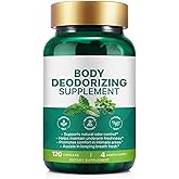 Body Deodorizing Supplement | Natural Internal Odor Control | Chlorophyll Capsules | with Chlorophyllin, Parsley and Peppermint | for Skin, Breath and Body Health | 4 Month Supply - 120 Caps
