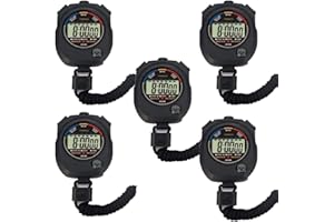 HYNNIO 5 Pack Multi-Function Electronic Digital Sport Stopwatch Timer, Large Display with Date Time and Alarm Function,Suitab