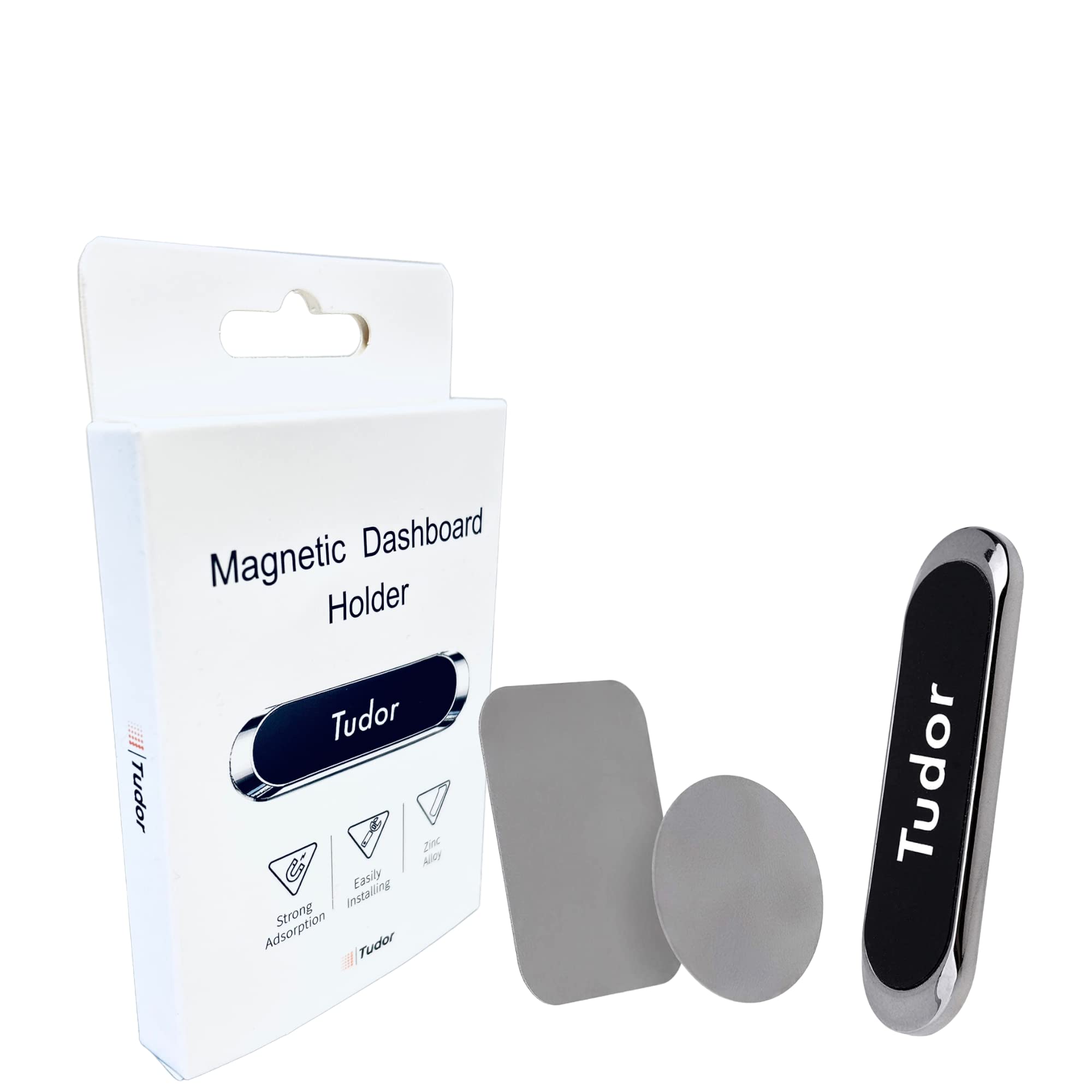 ShopWize Tudor Magnetic Car Phone Holder, Powerful Magnet Mount For Dashboard Stylish Reliable (Silver)