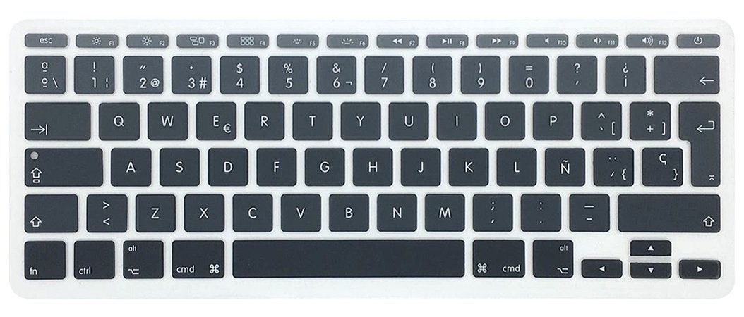 MMDW Spanish QWERTY ISO Keyboard Cover Protector for Macbook 11"11.6 Inch A1465 A1370 European/ISO Keyboard Layout Silicone Skin(Ombre-grey)
