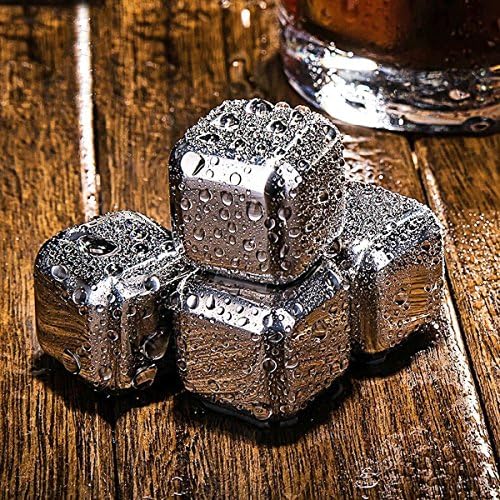 Homeself 8 Pcs Whiskey Ice Stones Cubes 8pcs Reusable Stainless Steel Stones Wine Whisky Chilling Rocks Drink Coolers Chill Your Drinks Without Diluting With Tong