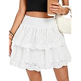 Kate Kasin Pleated Mini Skirt for Women High Waist Flowy Ruffle Layered Flared Y2K Teen Spring Summer Short A Line Skirts