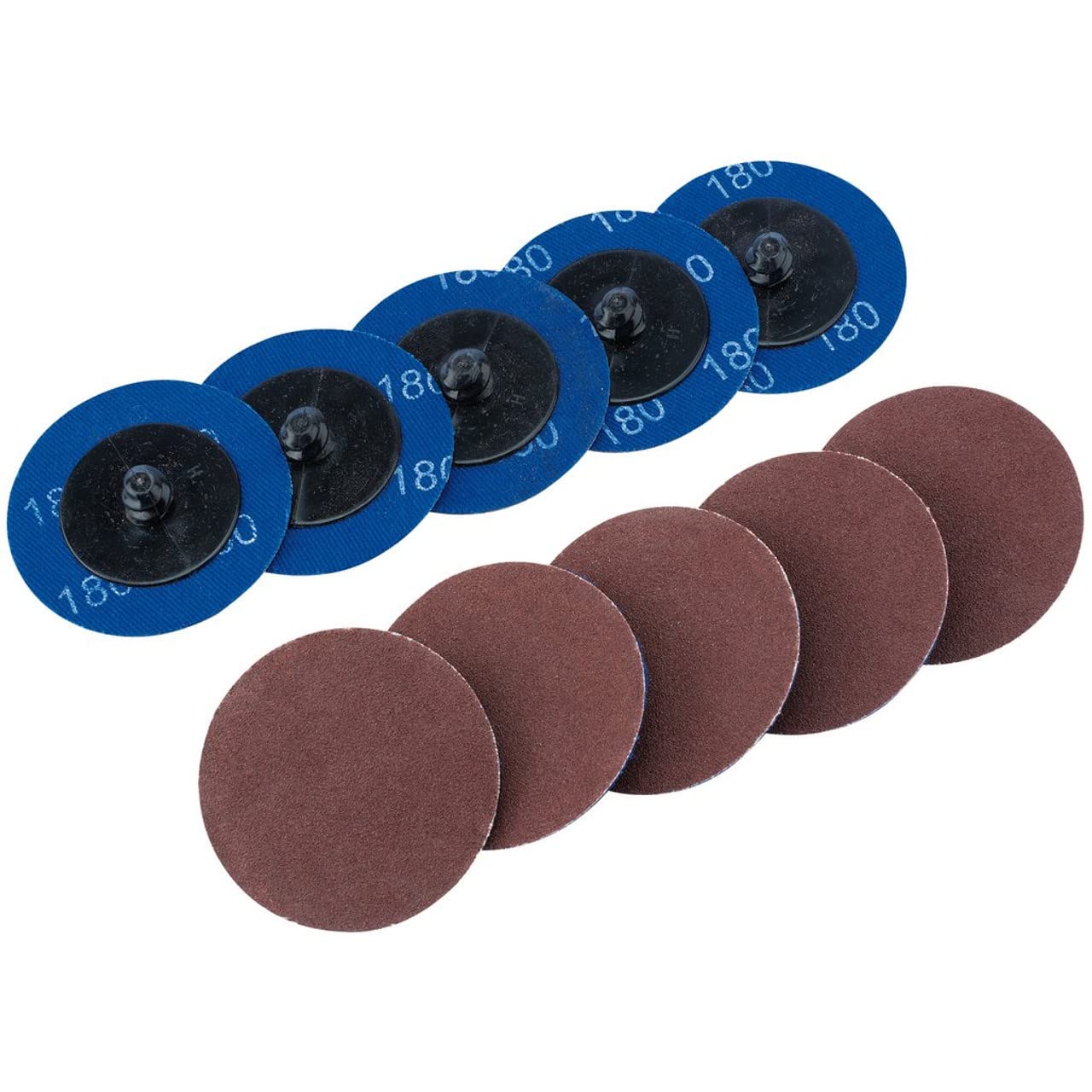 Draper SD2AB 180 Grit Aluminium Oxide Sanding Discs, Blue, 50 mm, Set of 10 Piece