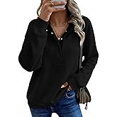 BLENCOT Mock Neck Sweatshirt for Women Quarter Button Long Sleeve Oversized Pullover Trendy Tops