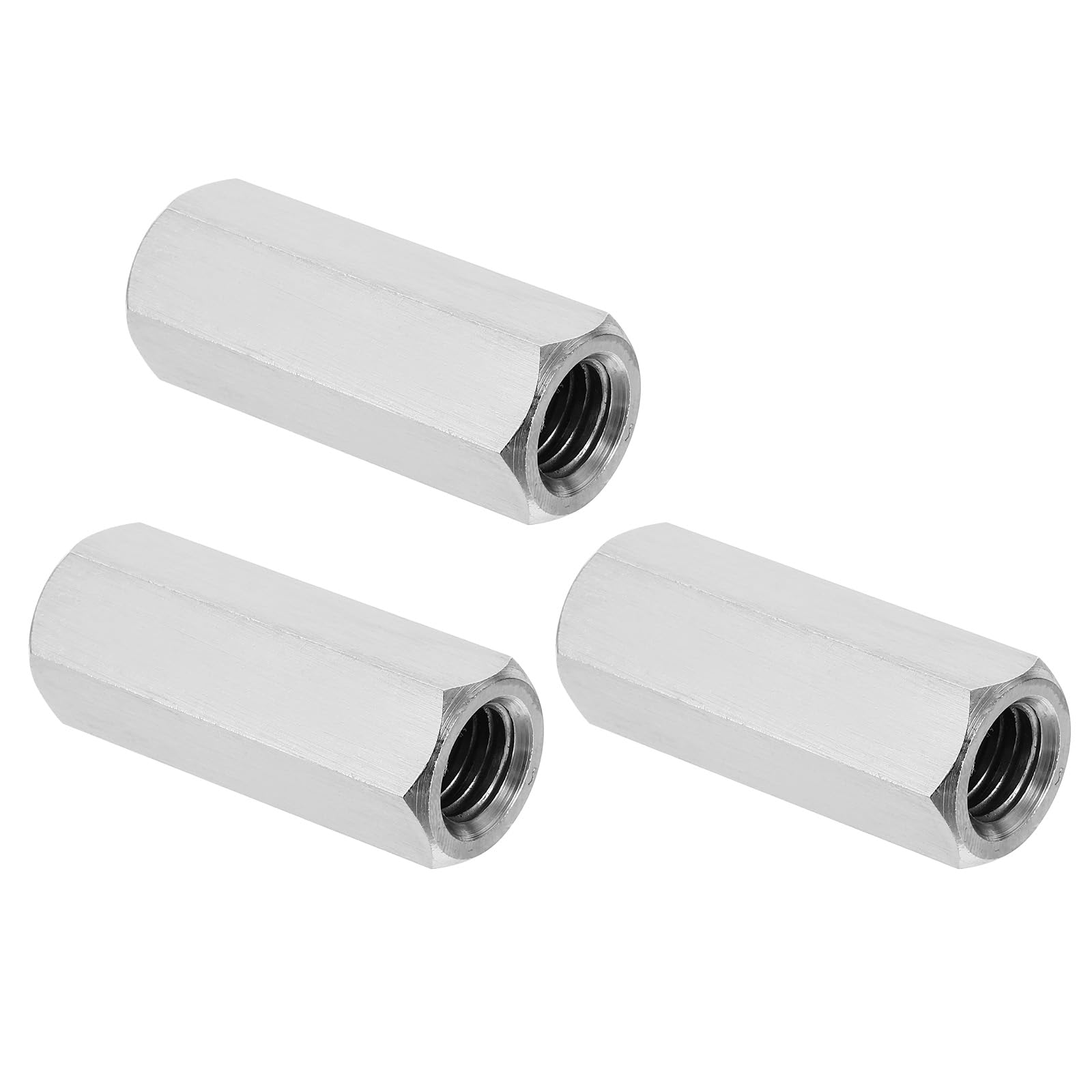PATIKIL 1/2"-13 UNC 304 Stainless Steel Hex Coupling Nuts, 3Pcs 2" Length Fully Threaded Rod Coarse Coupling Nut Studding Connector Fasteners, Silver Tone