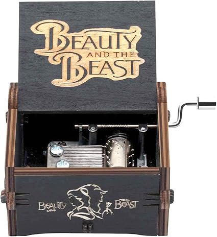 Pursuestar Caja de música de Madera Negra con manivela ...