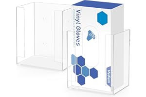 ACFUNIQUE Acrylic Glove Holder for Wall Mount 2 Pcs Glove Dispenser Glove Box Holder Clear Disposable Gloves Holders Rack Tissue Box Holder Single Box Capacity for Kitchen,Garage,Office