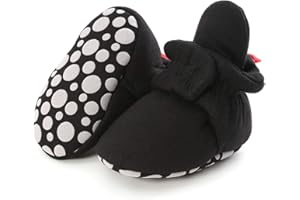 KIDSUN Infant Baby Boy Girl Cozy Fleece Bootie Newborn Stay On Slipper Winter Warm Gripper Non-Slip Crib Shoes