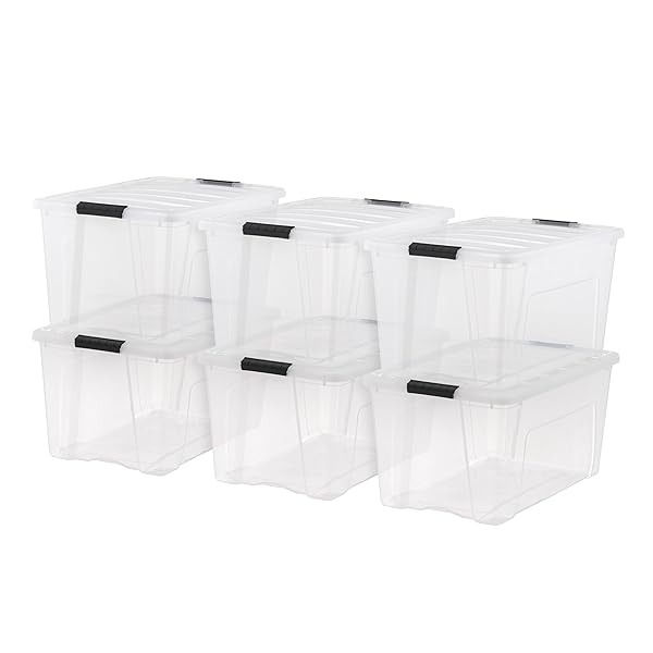 IRIS USA 72 QT STACKABLE PLASTIC STORAGE BINS...