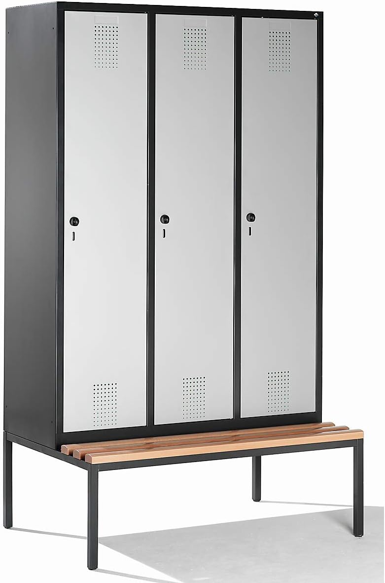 Evolo Cloakroom Locker With Bench Mounted Underneath 3 Compartments Compartment Width 400 Mm Amazon Co Uk Diy Tools