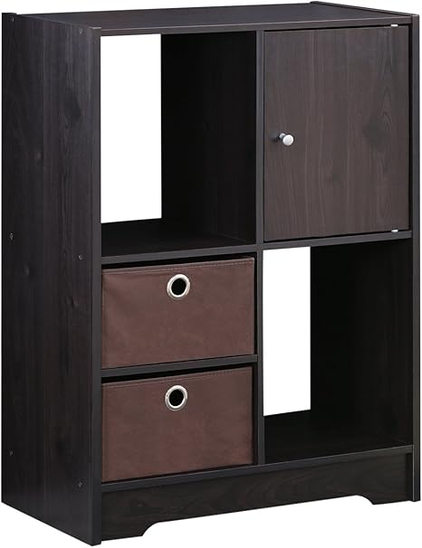 Furinno Living Aufbewahrungsschrank mit Fächern und Tür, Holz, Espresso