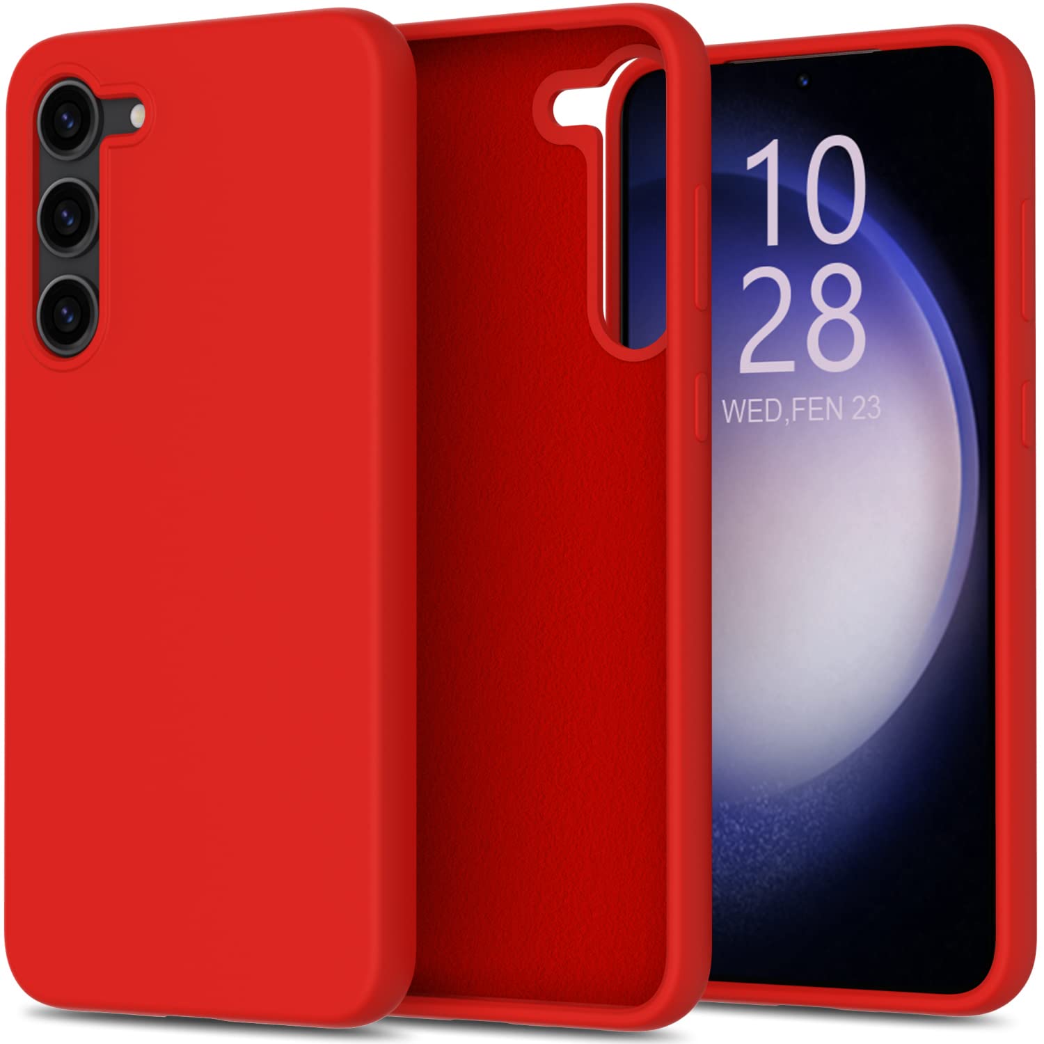 Photo 1 of bemal for Samsung Galaxy S25 Plus Case - Smooth Silky Liquid Silicone - Slim Fit Soft Microfiber Lining - Designed for Women and Girls - Shockproof Protective Phone Cover 6.6"- Red