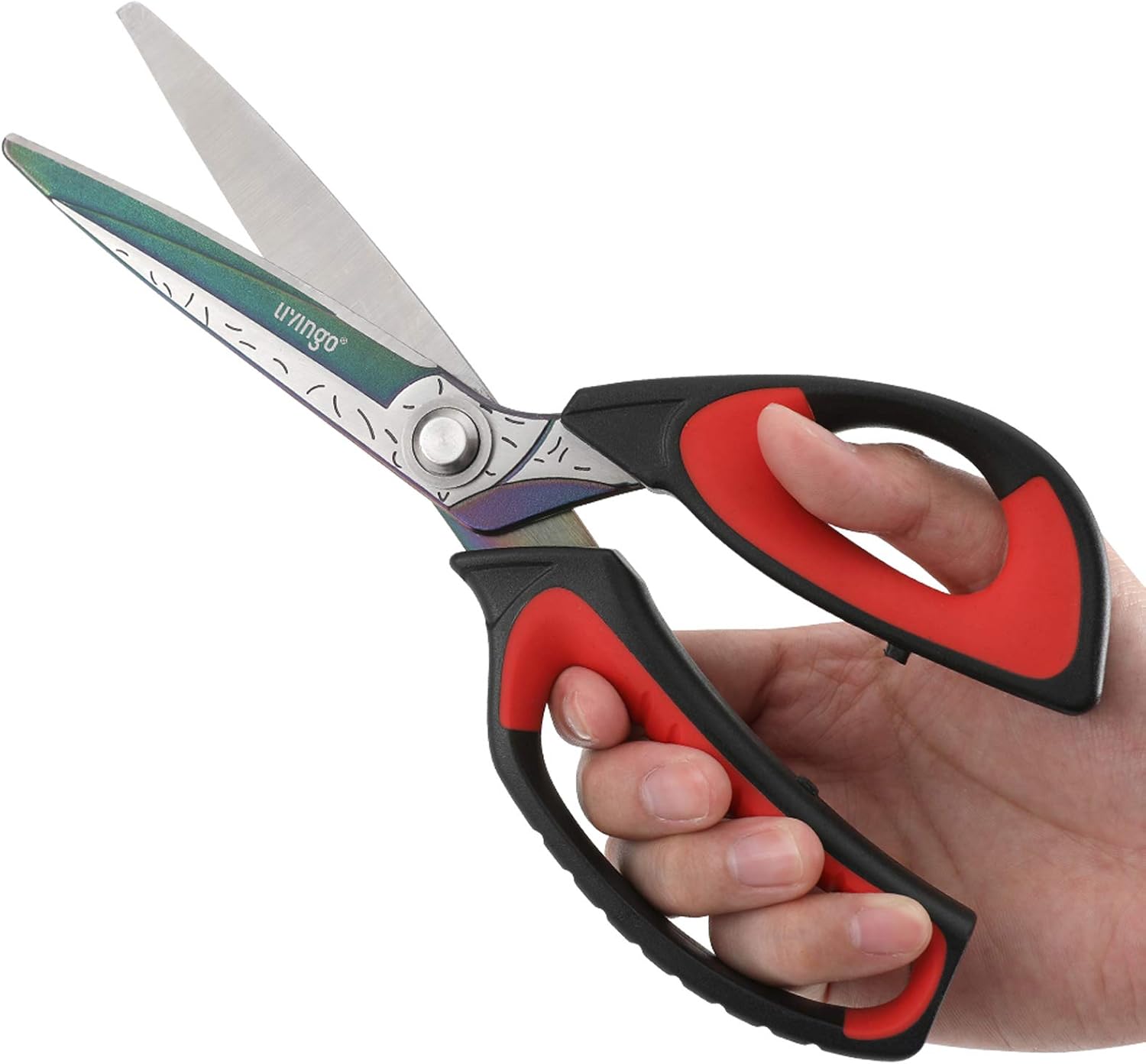 LIVINGO 10'' Multipurpose Heavy Duty Scissors, Premium Titanium Coating Forged Stainless Steel Tool Industrial Shears for Household Pruning, Gardening, Office - - 