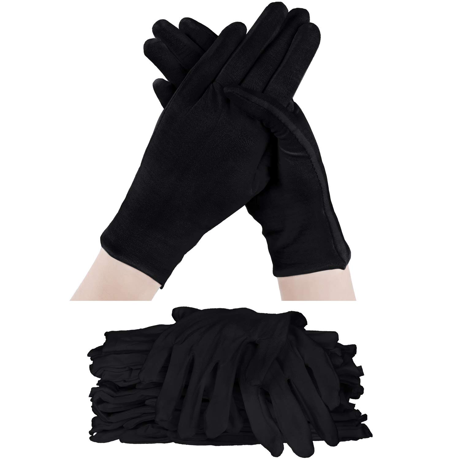 Photo 1 of SATINIOR 60 Pcs Cotton Glove Stretchy Work Glove Reusable Mitten for Men Women Dry Hand Art Handling Coin Jewelry(Black)