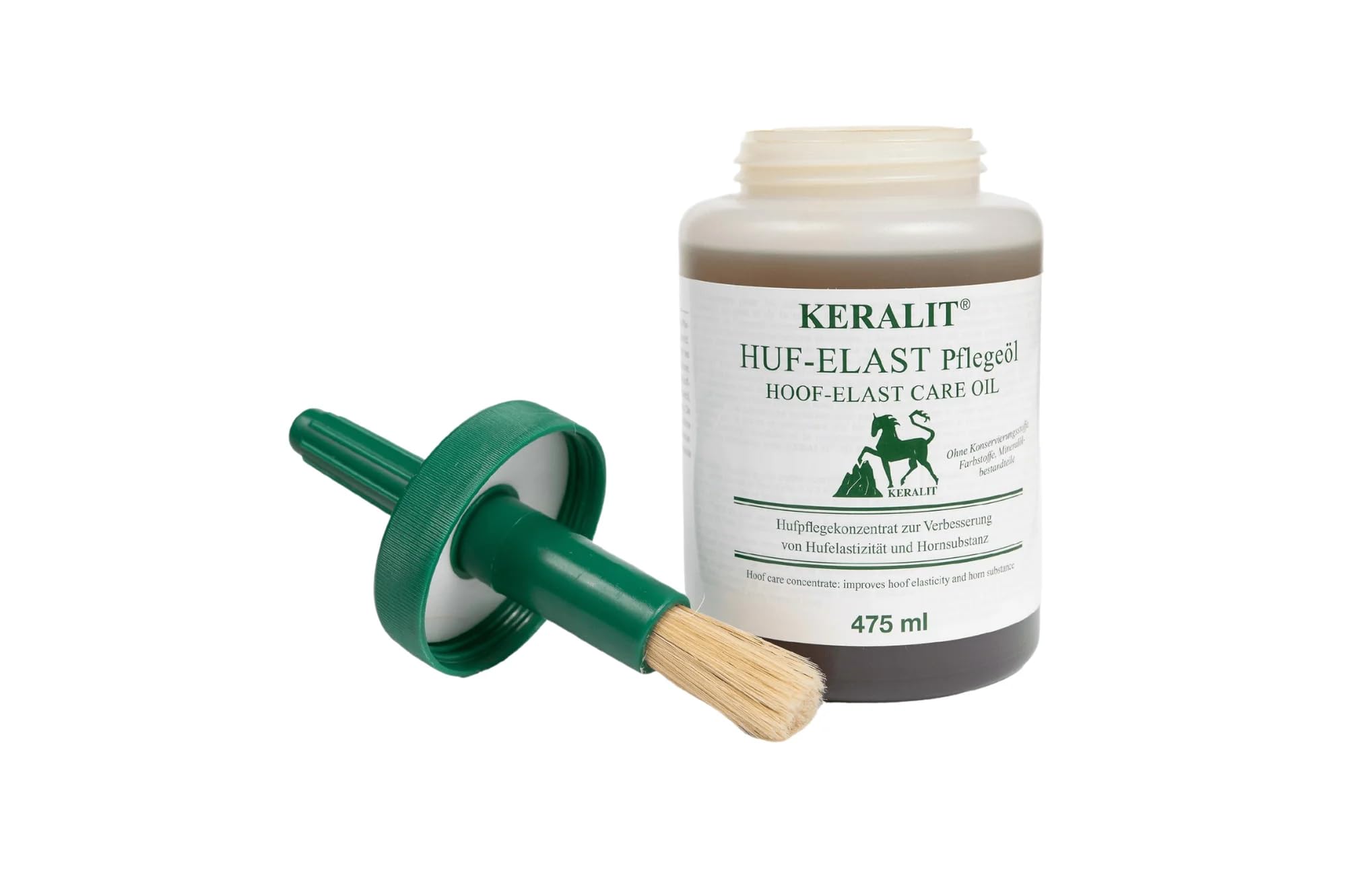Keralit Hoof Elast with Brush - Water Soluble Hoof Care Oil for Horses with Laurel, Sesame, Avocado & Jojoba Oil - For Dry Hooves, More Elasticity & Resilience, Moisture Binding