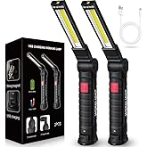 LED Work Light Rechargeable Flashlight, Valentine's Day Gifts for Men Boyfriends Him Husband Mechanic Torch Grill Light Inspection Lamp Magnetic Base 5 Modes 360° Rotate Car Emergency Repair 2PCS