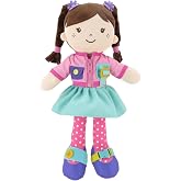 Linzy 15" Learn to Dress Stuffed Doll with Pink Jacket, Educational Montessori Doll for Toddlers, Soft Buckle Toy Gifts for 2 Year Old Girls