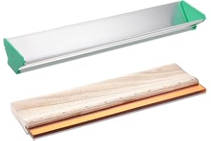 Threlaco 2 Pcs 16'' Dual Edge Aluminum Emulsion Scoop Coater 13.8" Screen Printing Squeegee Emulsion Scoop Art Squeegee for Silk Screen Printing Coating Tool