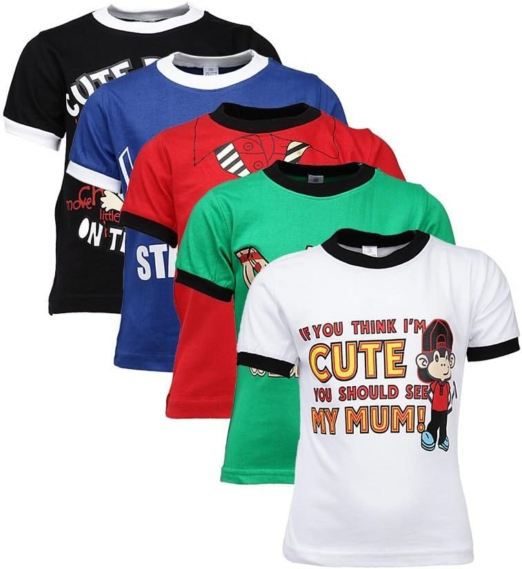 GOODWAY Boys Pack of 5 Attitude Theme Printed T-Shirts(JB5PCKATT-1_Multicolor)