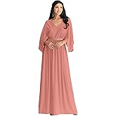 KOH KOH Womens 2026 Long Elegant V-Neck Batwing Sleeve Cocktail Kaftan Maxi Dress