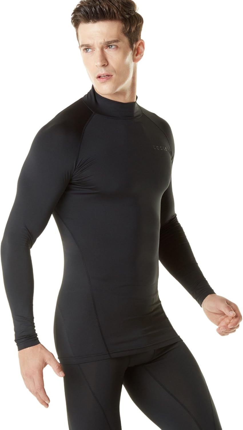 TSLA 1 or 2 Pack Men's Thermal Long Sleeve Compression Shirts, Mock/Turtleneck Winter Sports Running Base Layer Top: Clothing