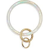 Mymazn Key Ring Bracelet Wristlet Keychain Bangle Keyring for Women, Acetate Round Key Chain
