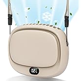 PiKaPiKaP Portable Neck Fan, Handheld Mini Fan, Personal Fan USB Rechargeable, 5 Speed Adjustable, Hands Free Wearable Fan for Kids Woman Man Home Outdoor Travel Beige