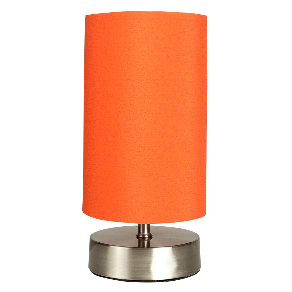Modern Brushed Chrome Touch Dimmer Bedside Table Lamp with Orange