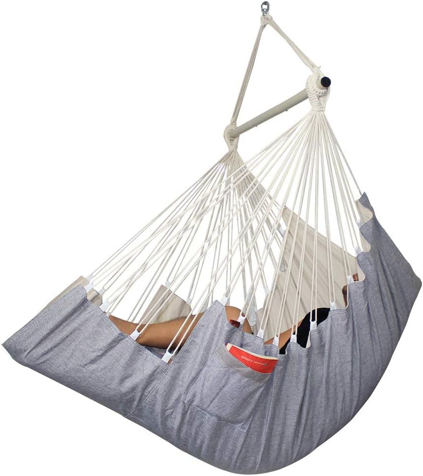 PIRNY Hammock Chair 360°rotates Hanging Cotton Swing,Lay