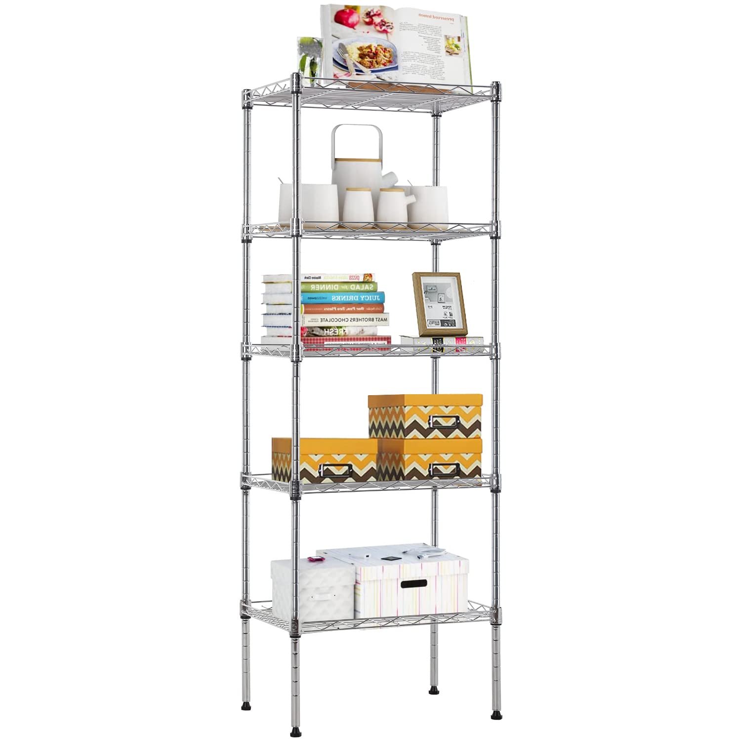 Adjustable NSF-Certified Metal Shelf Wire Shelving Unit Storage for Small Places Restaurant Garage Pantry Kitchen Garage Rack (Chrome, 16.7L×11.8W×47.6H) Image Adjustable NSF-Certified Metal Shelf Wire Shelving Unit Storage for Small Places Restaurant Garage Pantry Kitchen Garage Rack (Chrome, 16.7L×11.8W×47.6H) Image