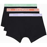 Emporio Armani Men's Logo Band 3 Pack Boxer Brief, Black, Medium