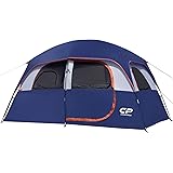 CAMPROS Tent-6-Person-Camping-Tents, Waterproof Windproof Family Tent with Top Rainfly, 4 Large Mesh Windows, Double Layer, E
