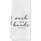 Cilrii Funny Bathroom Hand Towels - Funny Hand Tea Towels, Wash Your Hands Kitchen Dish Towels,Quote Decor for Kitchen Bathroom, 16 X 24 Inches