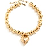 YBMYCM Heart Pendant Choker Necklaces Chunky Bead Choker Necklaces for Women Gifts