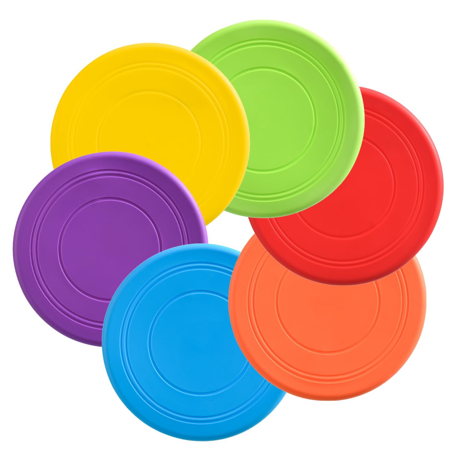 MEISH 6 Pieces Kids Flying Disc Toy Rubber Dog Training Flying Discs Outdoor Backyard Lawn Sports Flying Disc for Children Pets (6 Color)