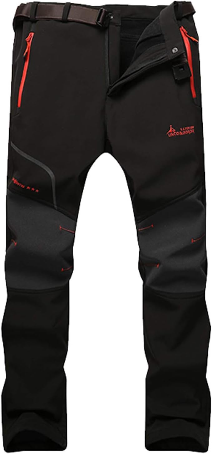 7VSTOHS Mens Outdoor Fleece Lined Winter Hiking Trousers Windproof
