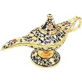 Honoro Vintage Legend Aladdin Magic Genie Lamp - Metal Carved Wishing Light for Home Wedding Party Tabletop Decoration Delicate Gift,Large Dark Blue