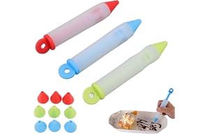 3PCS Cake Decorating Pen, Silicone Food Writing Pen Icing Piping Tips Nozzles Chocolate Cake Decoration Tool with Decorating 