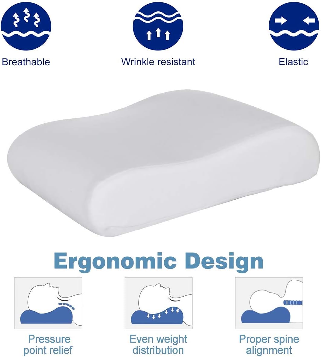 Uscharm Square Head Pillow Cube, Cooling Gel Memory Foam Pillow for Side Sleepers Bed Pillow Neck Support Spacer Cushion for Spine Alignment (White/1 Pack, 35X28X10CM)