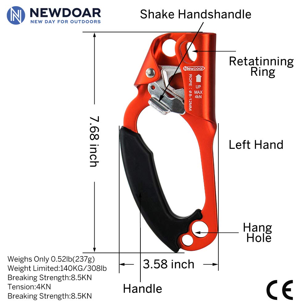 NewDoar Hand Ascender Rock Climbing Tree Arborist Rappelling Gear