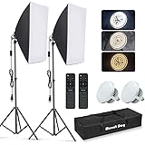 MOUNTDOG Softbox Lighting Kit, 2x19.7"x27.5" Photography Continuous Lighting System with 2pcs 85W 5700K E27 Socket LED Bulbs