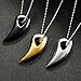 2 PCS Mens Stainless Steel Wolf Tooth Necklace Pendant with Free Cable Chain