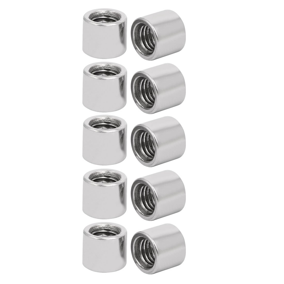 Sourcingmap M8 Round Connector Nuts, 304 Stainless Steel Coupling Nut 10.0mm/0.39inch Length,Pack of 10