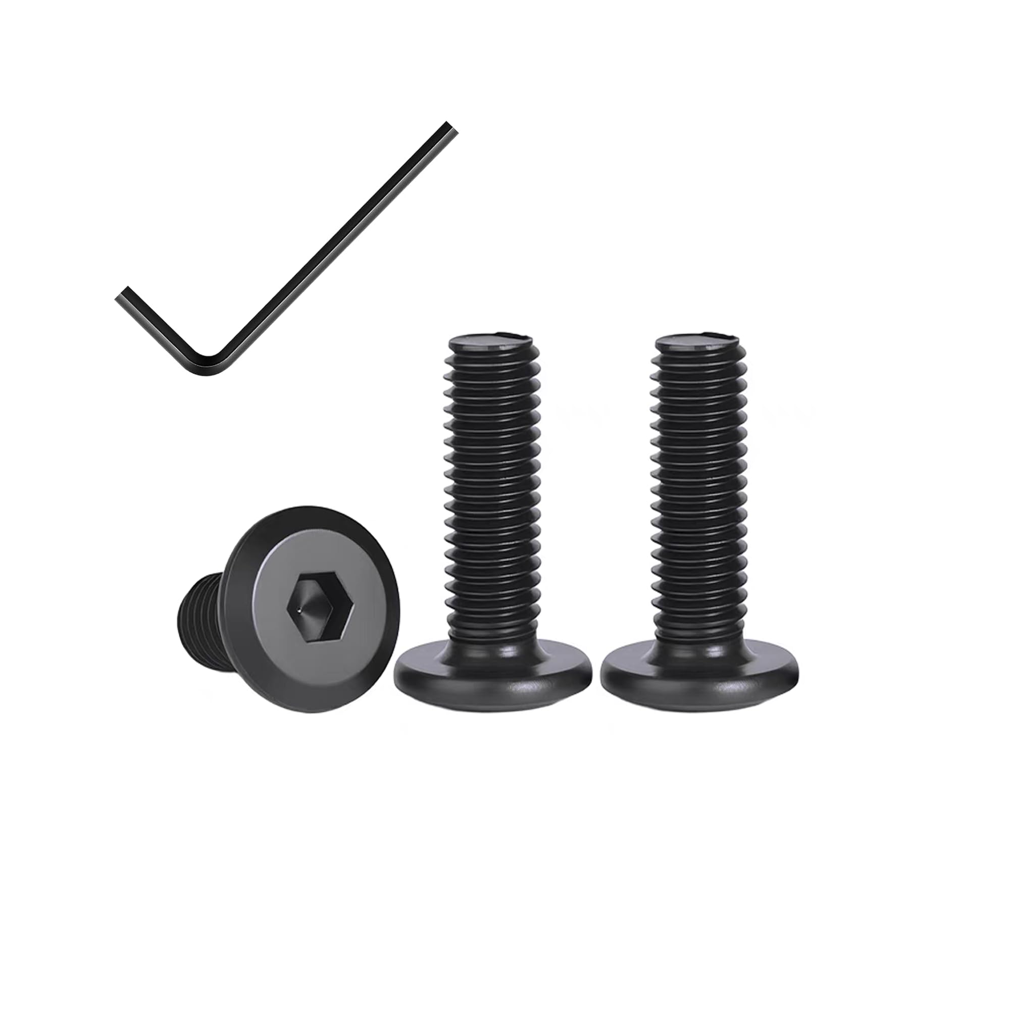 Photo 1 of 25pcs 1/4-20 * 1-1/2"Flat Head Hex Socket Cap Screws,304 Stainless Steel 18-8 Socket Cap Bolts, Furniture Bolts Countersunk Connector Screw, Full Thread,Black Oxide with Hex Spanner