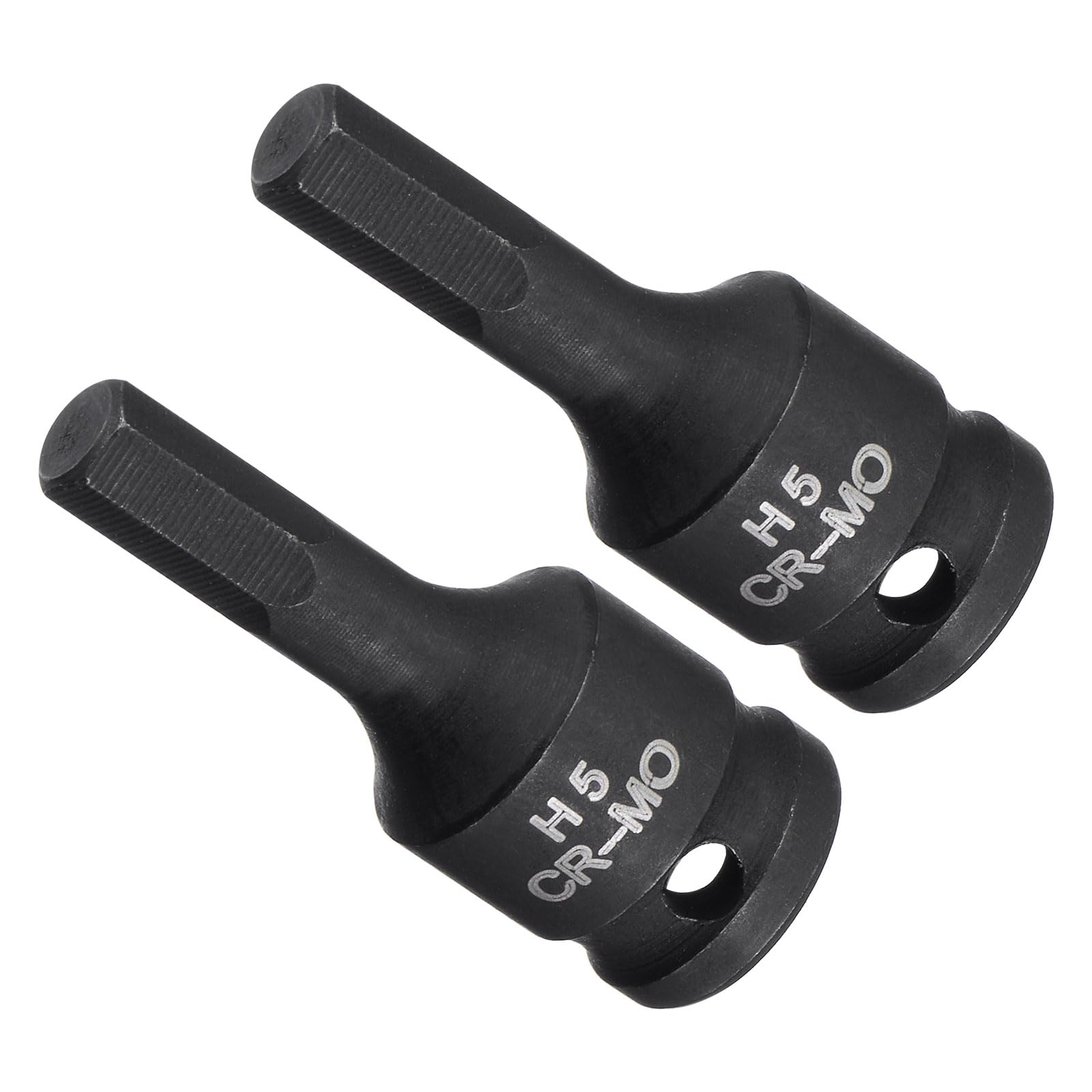 CoCud Impact Hex Bit Socket, 5mm 1/4" Square Drive 35mm Length, CR-MO Chamfer Design Pin Hole Metric Hex Socket - (Applications: for Impact Wrench Home Improvement), 2-Pieces