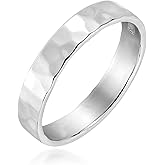 AeraVida Sterling Silver Hammer Textured Band Ring | 4mm Wide Comfort Fit Ring | Handcrafted Ring for Women and Men