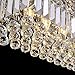 Siljoy Modern Rectangular Crystal Chandeliers 8 Lights Rectangle Raindrop Pendant Ceiling Light Fixture for Kitchen Island Dining Room, Adjustable Height, Polished Chrome Finish, L40 x W10 x H10
