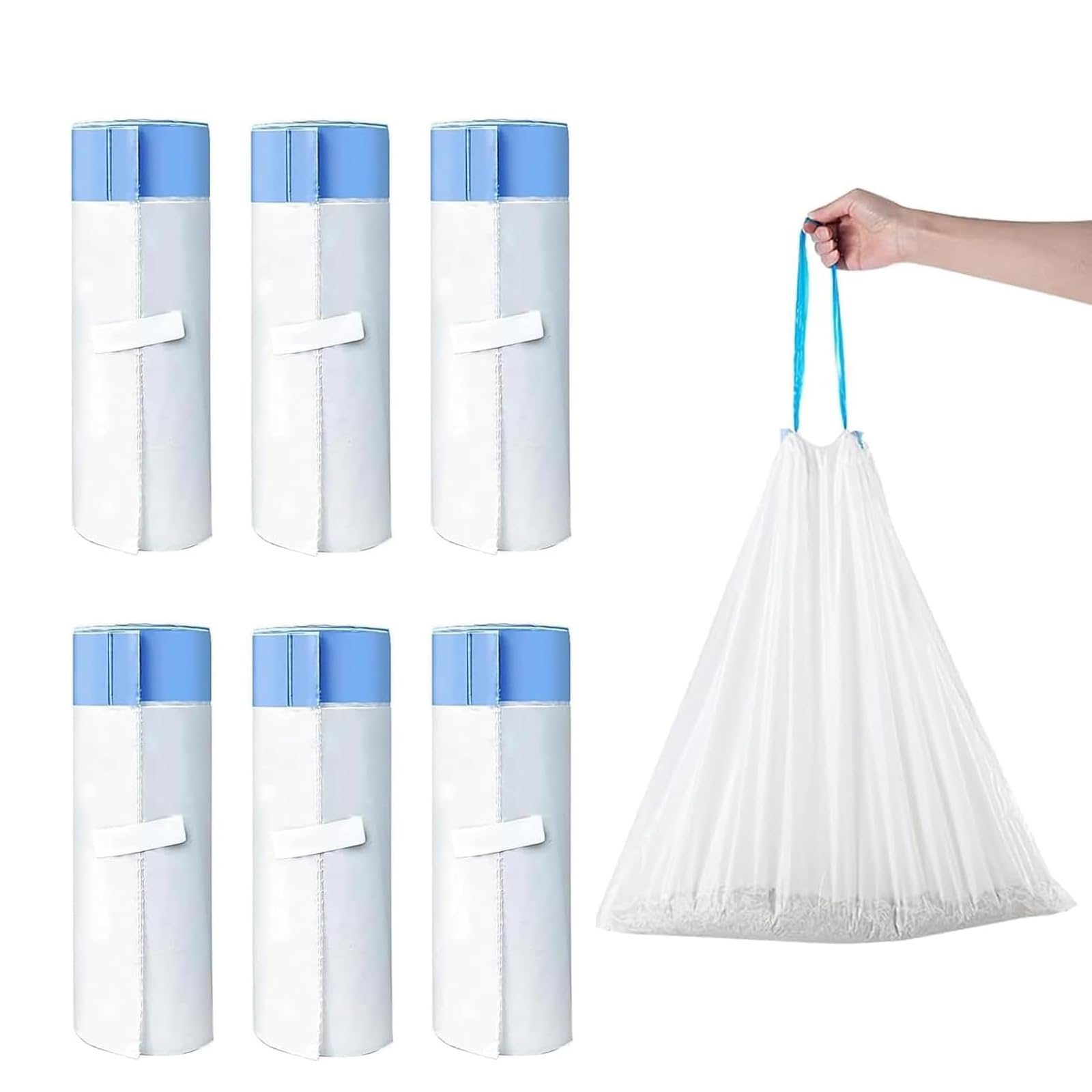 RMAN 90 Pcs Cat Litter Tray Liners with Drawstring 55 x 30cm Large Cat Litter Bags for Self Cleaning Cat Litter Tray, Scratch Resistant, Leak Proof and Heavy Duty - 6 Pack